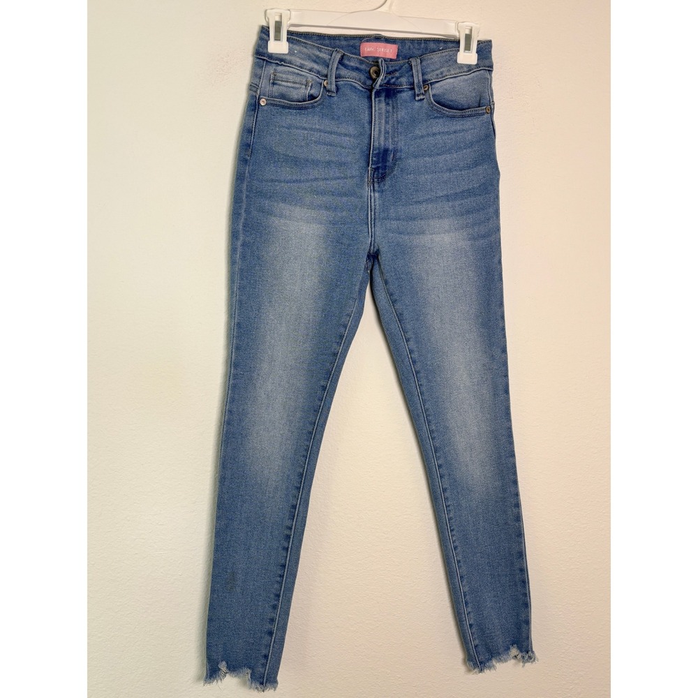 Lilac Sunset High Waisted Skinny Jeans Light Blue Raw Hem Size 5 2L3346